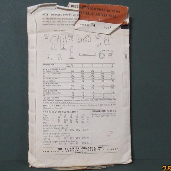 Vtg Child Sunsuit Overalls Ike Jacket Pattern Sz 6 - Picture 2 of 2